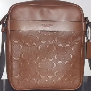 Coach Houston flight bag in signature leather brown